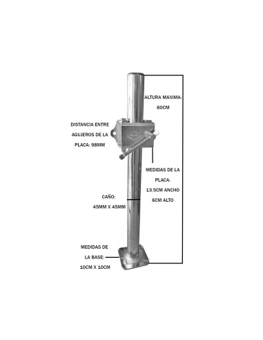 Pata timonera fija rectangular 450 kg