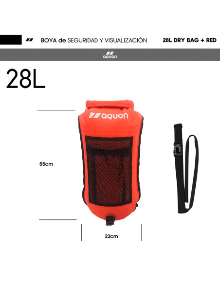 Boya de natación Aquon Dry Bag con red 28L